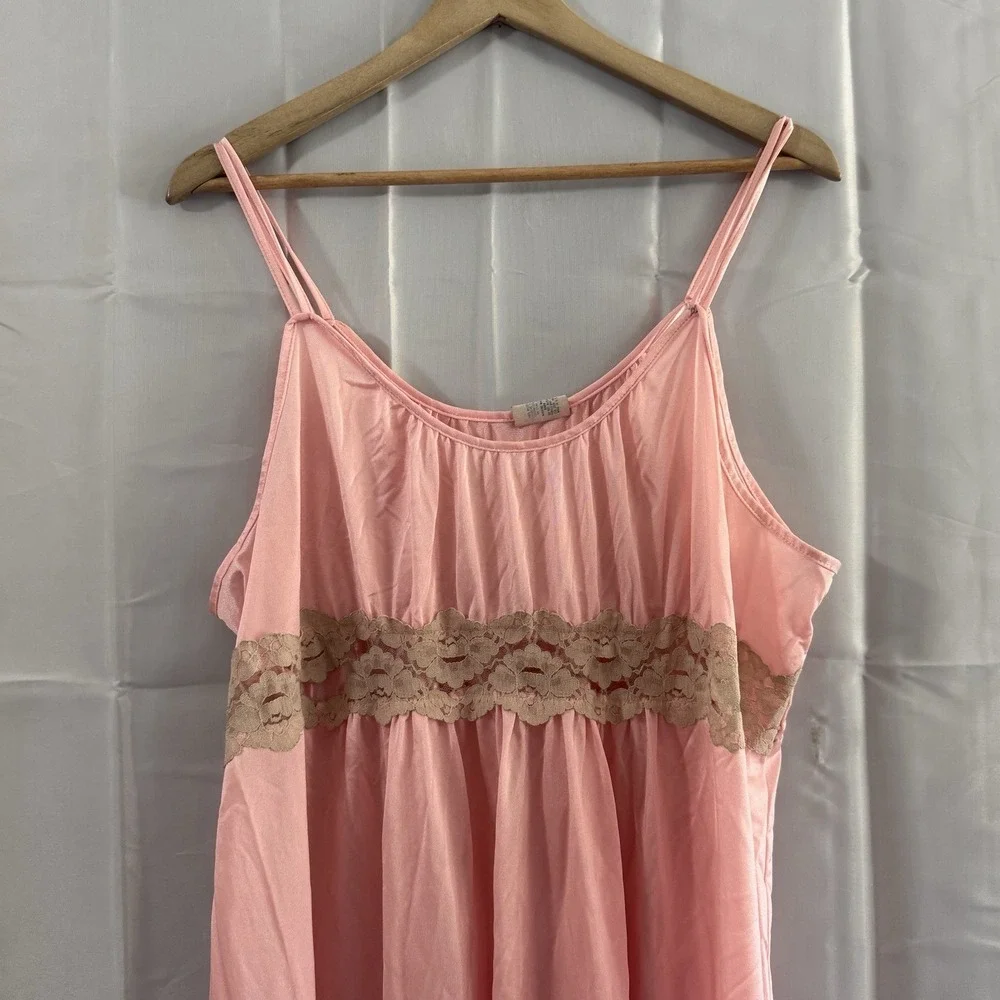 Vintage Womens 3X Undercover Wear Long Nightgown Pink Peek A Boo‎ Band Sexy USA